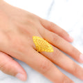 Classic Floral Elongated 22k Gold Ring