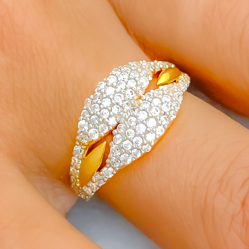 22k-gold-Delicate Contemporary CZ Ring 