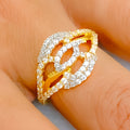 22k-gold-Magnificent Open Leaf CZ Ring 