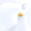 Chic CZ Flower 22k Gold Top Earrings