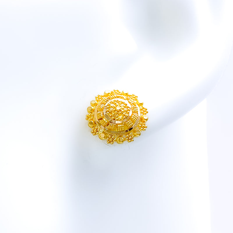 Intricate Beaded Flower 22k Gold Tops