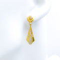 Ritzy Slender CZ 22k Gold Hanging Earrings