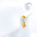 Ritzy Slender CZ 22k Gold Hanging Earrings