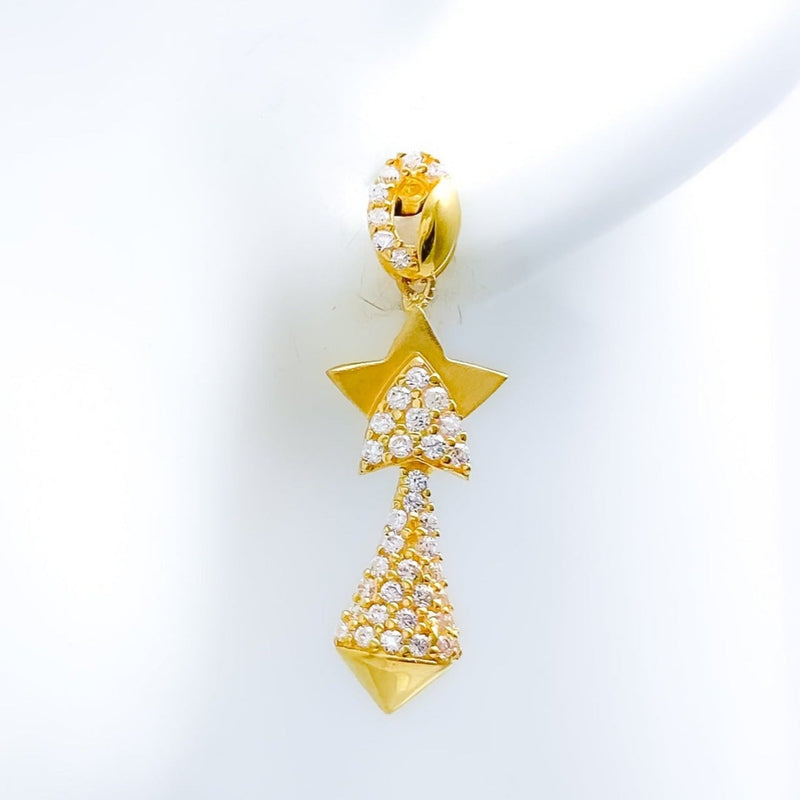 Bright Star Accented 22k Gold CZ Earrings