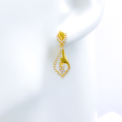 Unique Contemporary 22k Gold CZ Earrings