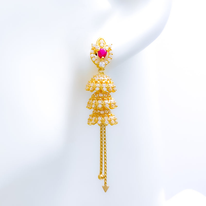 Stunning Three Layer CZ Jhumki