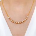Three-Tone Gold Bead Necklace Set