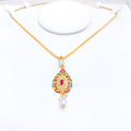 Classic Studded Pendant 22k Gold Set