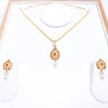 Classic Studded Pendant 22k Gold Set