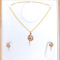 Navratan Stone Pendant 22k Gold Set