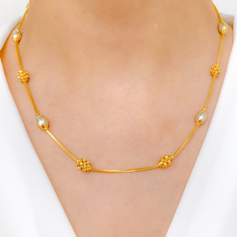 Unique Two-Tone Gold Bead Necklace