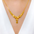 Heart Drop Beaded 22k Gold Necklace