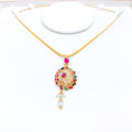 Navratan Stone Pendant 22k Gold Set