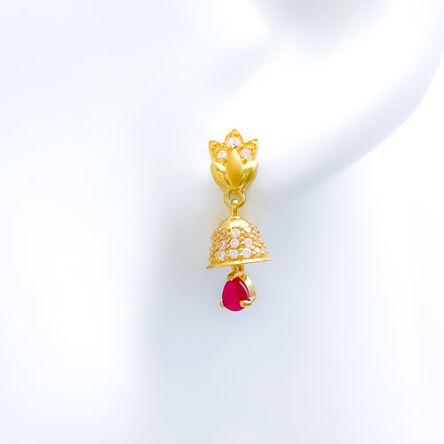 Delightful Tulip Adorned CZ Jhumki