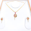 Navratan Stone Pendant 22k Gold Set