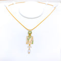 Emerald Accented Pendant 22k Gold Set