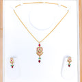 Vibrant Ruby + Emerald Pendant 22k Gold Set