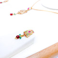 Vibrant Ruby + Emerald Pendant 22k Gold Set