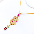 Vibrant Ruby + Emerald Pendant 22k Gold Set