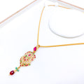 Vibrant Ruby + Emerald Pendant 22k Gold Set