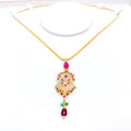 Vibrant Ruby + Emerald Pendant 22k Gold Set