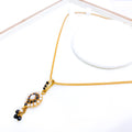 Petite Pearl + Onyx Pendant 22k Gold Set