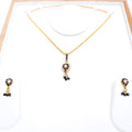 Petite Pearl + Onyx Pendant 22k Gold Set