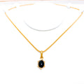 Onyx Star Pendant 22k Gold Set