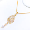 Tear Drop Pearl Pendant 22k Gold Set