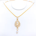 Tear Drop Pearl Pendant 22k Gold Set