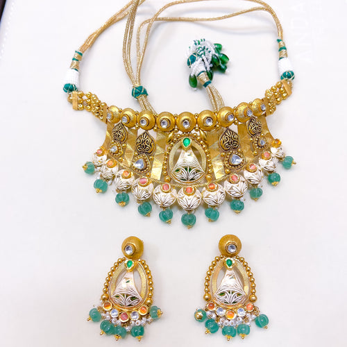 Antique & Meena Choker Necklace Set