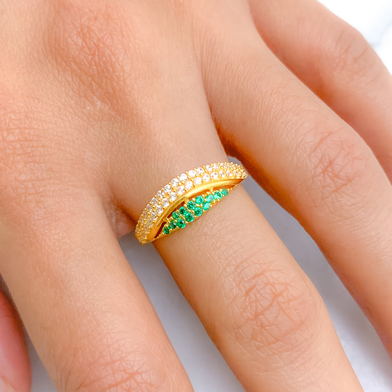 Graceful Double Wave CZ Ring