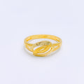 Textured Leaf 22k Gold Ring
