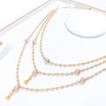 Dainty Rose Gold Hanging 22k Gold Necklace Set