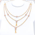 Dainty Rose Gold Hanging 22k Gold Necklace Set