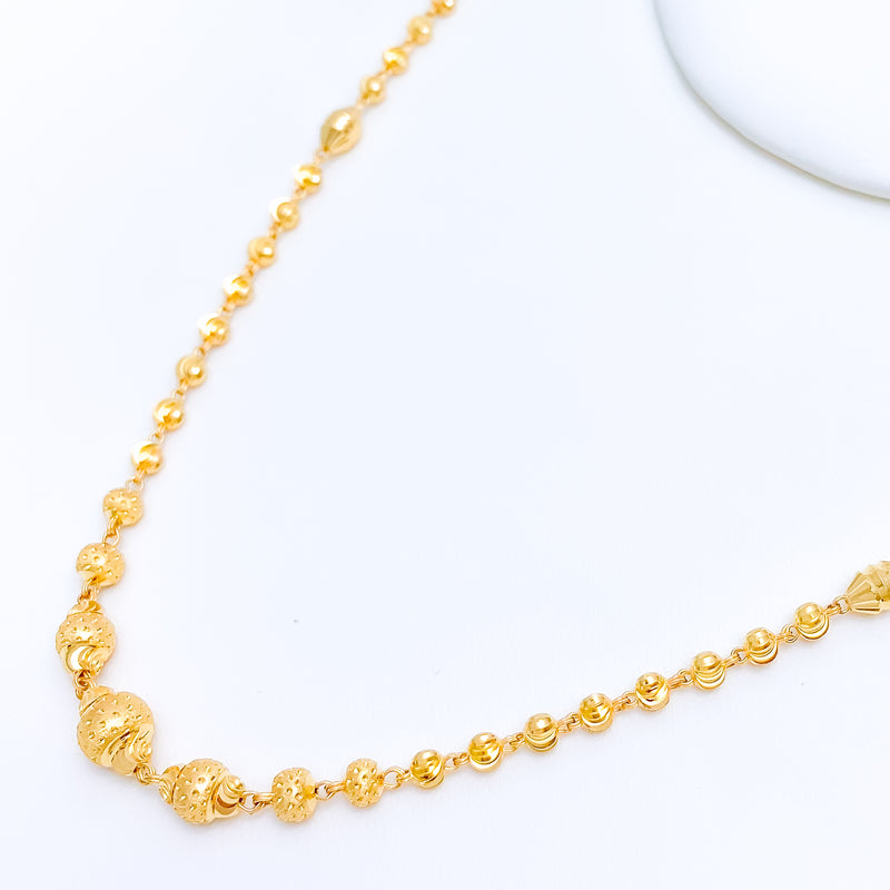 Dotted Matte Bead 22k Gold Necklace Set