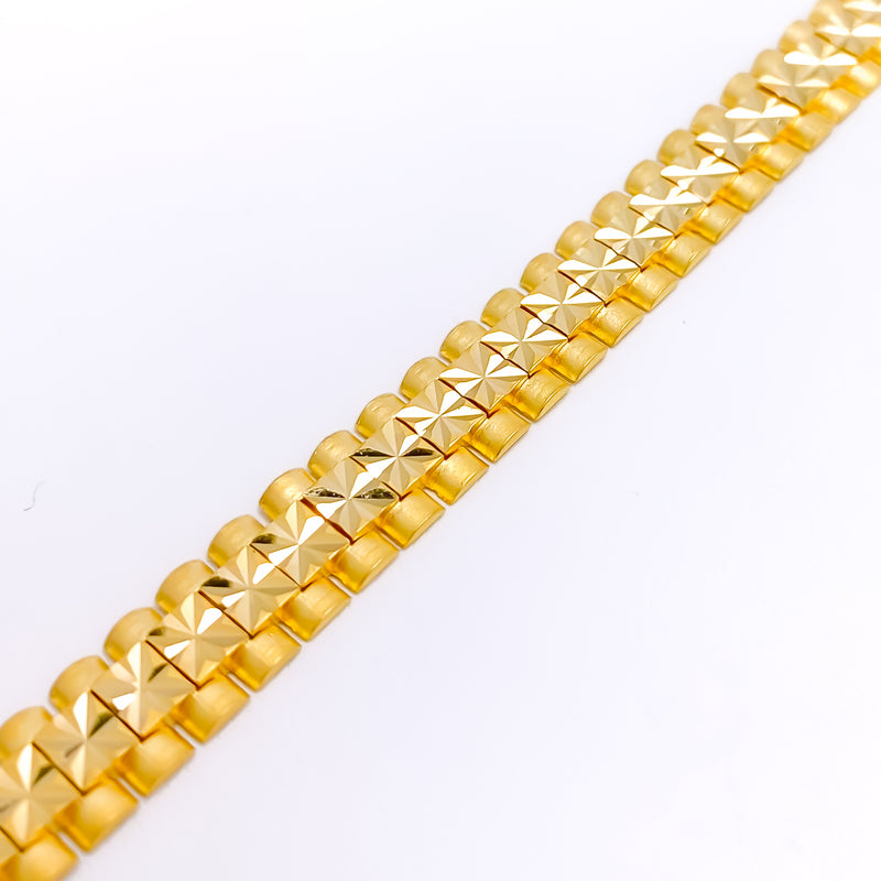 Classic Dual Finish Men's 22k Gold Bracelet