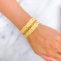 Detailed Leaf 22k Gold Bangles