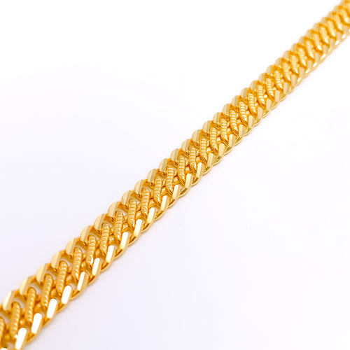 Textured Men's Link 22k Gold Bracelet
