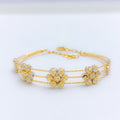 Two-Tone Flower Wire 22k Gold Bracelet