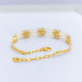 Two-Tone Flower Wire 22k Gold Bracelet