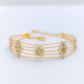 White Gold Flower 22k Gold Adorned Bracelet