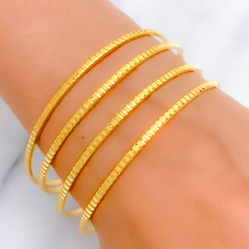 Thin Textured 22k Gold Bangles Set