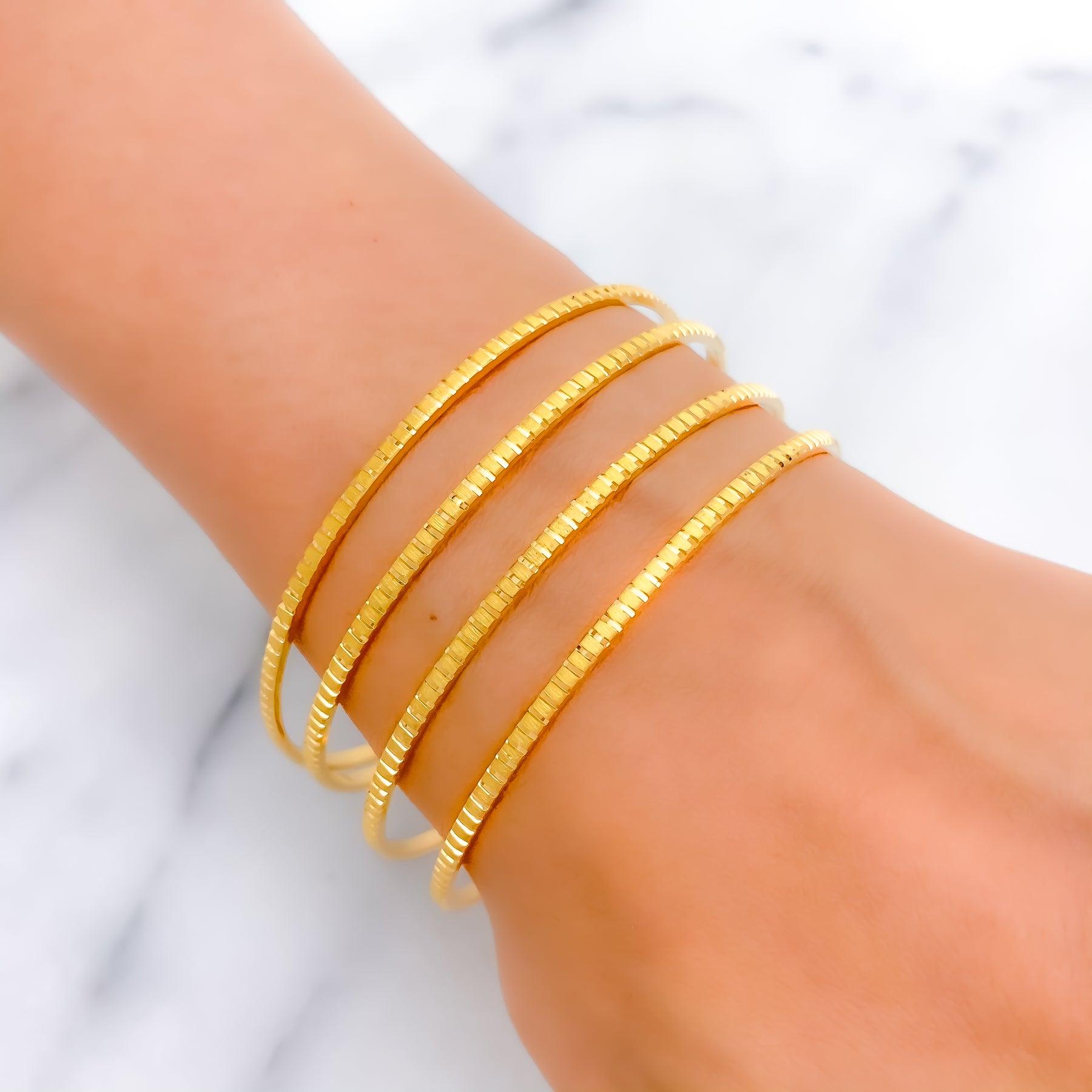 Thin Textured 22k Gold Bangles Set – Andaaz Jewelers