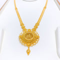 Flower Adorned Long 22k Gold Necklace