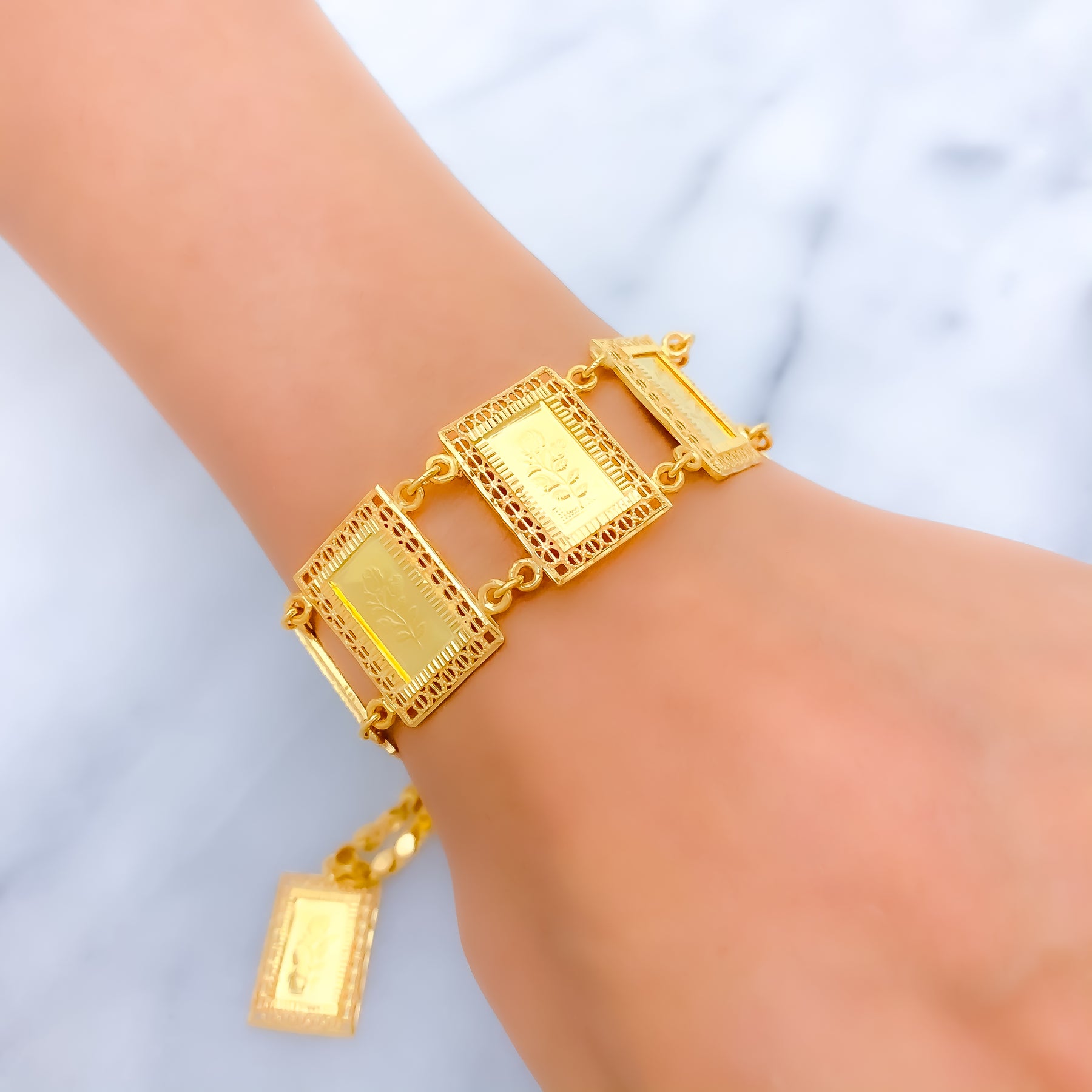 Beautiful 14K Gold Plated Link Mesh ID CZ Plate Bracelet Curb chain | eBay