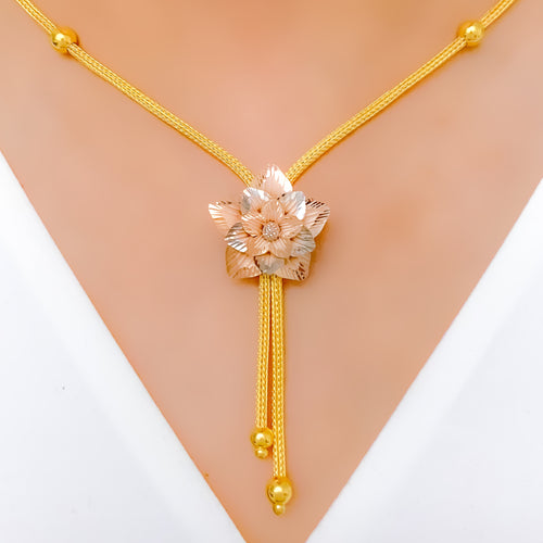 Trendy Delicate Flower 22k Gold Necklace