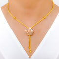 Trendy Delicate Flower 22k Gold Necklace