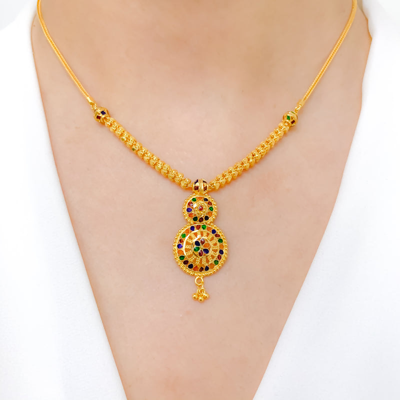 Sophisticated Round Meena Necklace Set