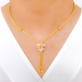 Contemporary Blush Flower 22k Gold Necklace